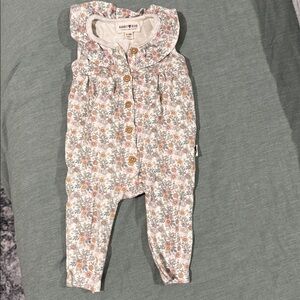 Rabbit Bear Floral Baby Romper with Ruffle Collar